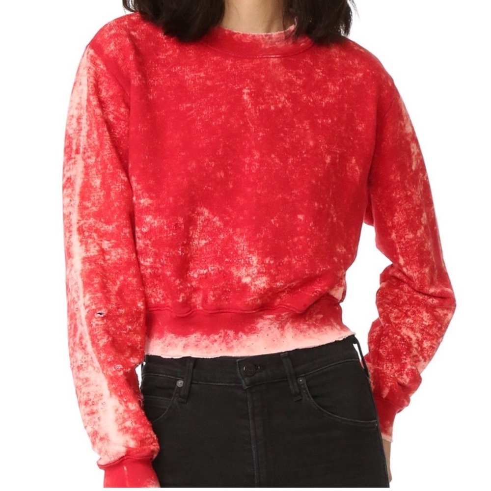 COTTON CITIZEN Ragged Destroyed Crew Neck Sweatshirt Red Size XS